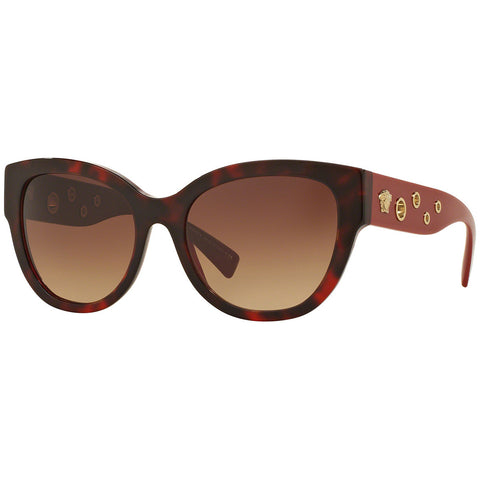 Versace Cat Eye Sunglasses Women's Havana / Bordeaux w/Brown Gradient Lens VE4314 518413