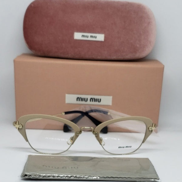 MiuMiu RX Cat Eye Women's Gold Eyeglasses Demo Lens TSH-MU-025
