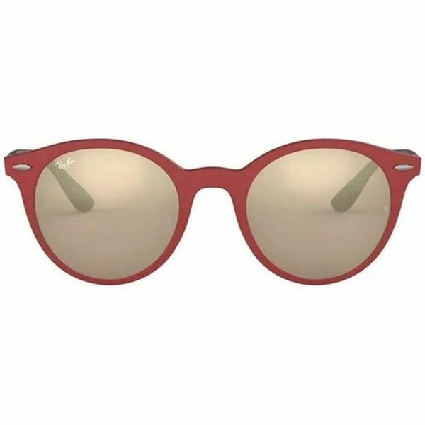 Ray-Ban 8053672904772 Round Brown Mirrored Gold Lens Sunglasses For Women