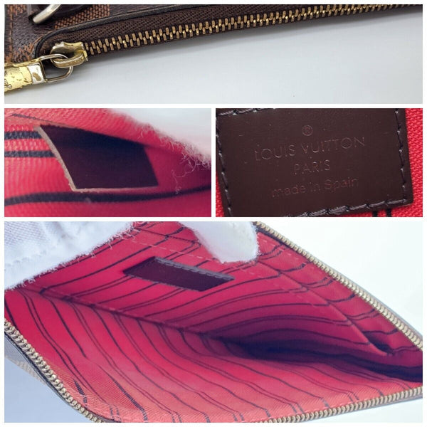 Louis Vuitton Neverfull MM Pochette in Damier Ebene in Excellent Condition