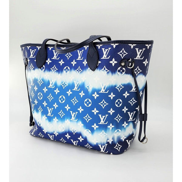Louis Vuitton Neverfull Escale Bleu Tie Dye MM Tote Monogram Canvas | Like New