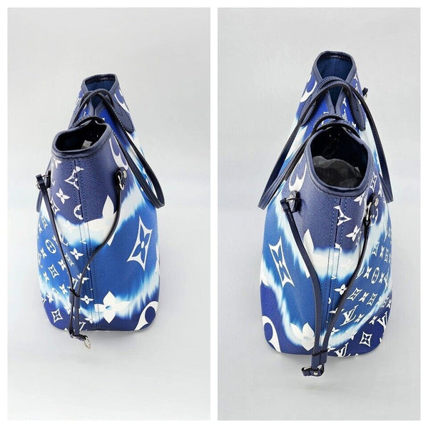 Louis Vuitton Neverfull Escale Bleu Tie Dye MM Tote Monogram Canvas | Like New