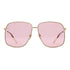 Gucci Women Oversized Sunglasses in Gold frame with Pink Lens GG0394S 004