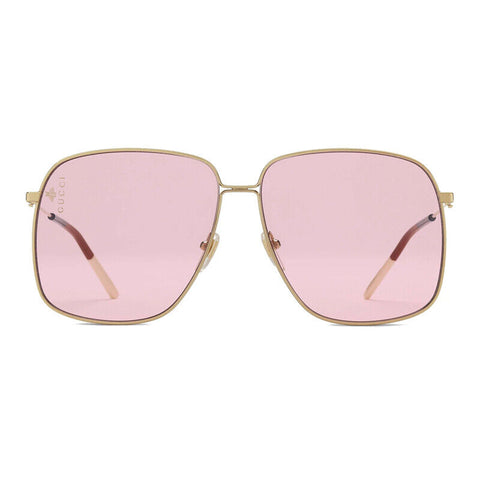 Gucci Women Oversized Sunglasses in Gold frame with Pink Lens GG0394S 004