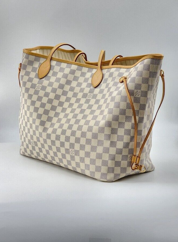 Louis Vuitton Neverfull GM Tote W/Pochette Damier Azur Canvas Like New Condition