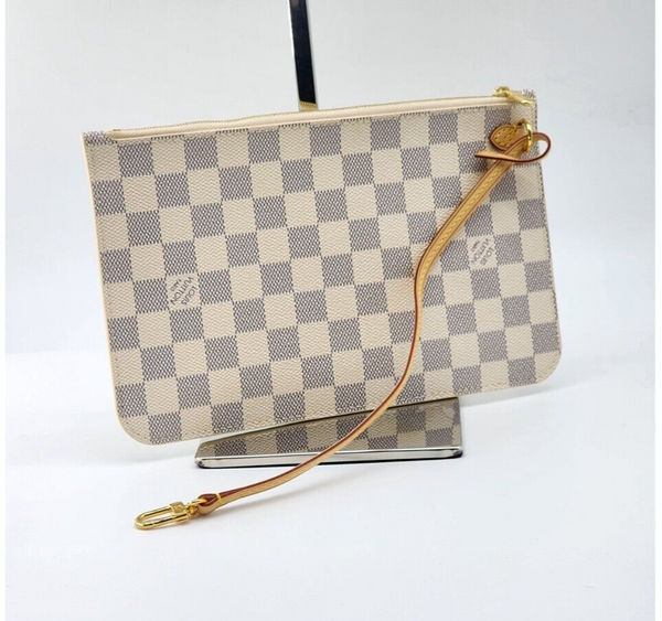 Louis Vuitton Neverfull GM Tote W/Pochette Damier Azur Canvas Like New Condition