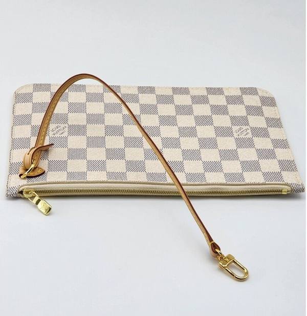 Louis Vuitton Neverfull GM Tote W/Pochette Damier Azur Canvas Like New Condition
