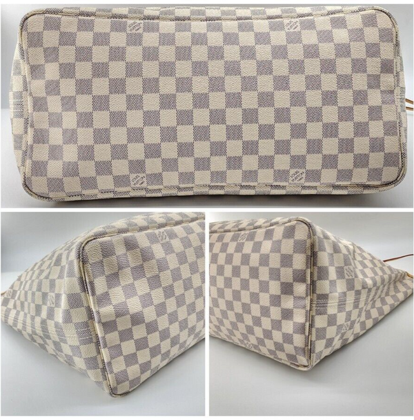 Louis Vuitton Neverfull GM Tote W/Pochette Damier Azur Canvas Like New Condition