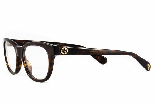 Gucci Women Rectangular Eyeglasses in Havana Frame w/Demo Lens GG0372O 002