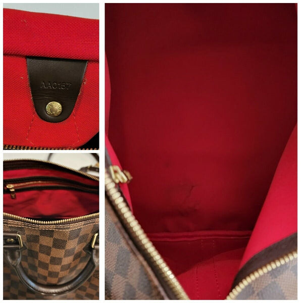 Louis Vuitton Speedy 35 Bandouliere Damier Ebene Canvas Tote in Mint Condition