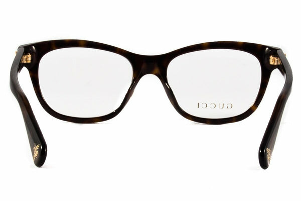 Gucci Women Rectangular Eyeglasses in Havana Frame w/Demo Lens GG0372O 002