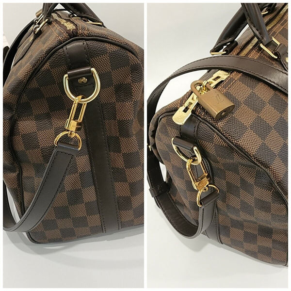 Louis Vuitton Speedy 35 Bandouliere Damier Ebene Canvas Tote in Mint Condition