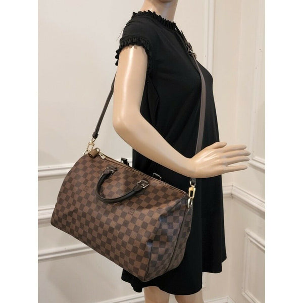 Louis Vuitton Speedy 35 Bandouliere Damier Ebene Canvas Tote in Mint Condition