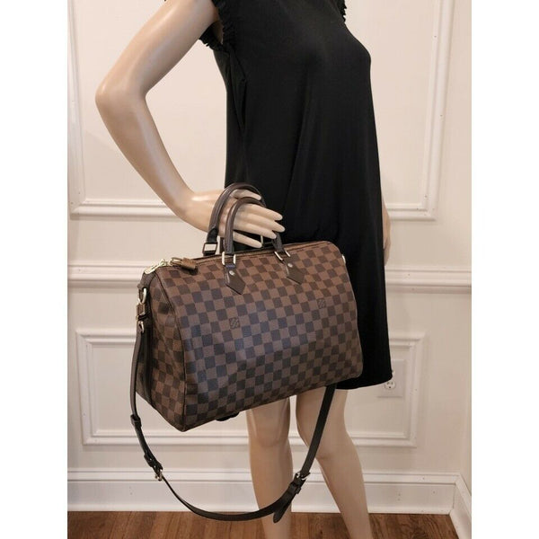 Louis Vuitton Speedy 35 Bandouliere Damier Ebene Canvas Tote in Mint Condition