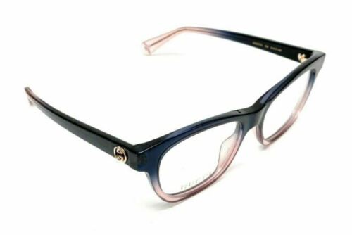 Gucci Women Rectangular Eyeglasses Dark Blue/Peach Frame w/Demo Lens GG0372O 004
