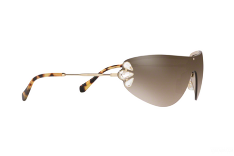 MIU MIU MU66US ZVN4O2 Women Shield Sunglasses in Gold frame w/grey Gradient Lens