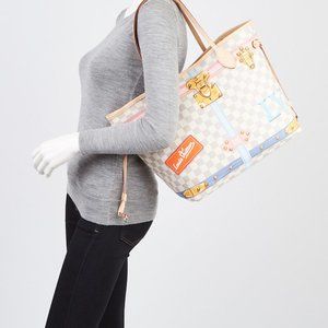 Louis Vuitton Neverfull Special Edition N41065 Tote W/Pochette In Damier Azur