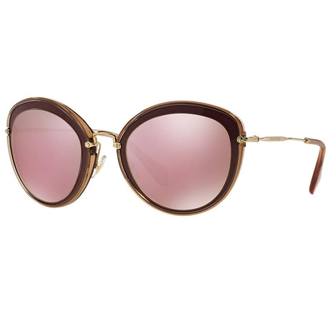 Miu Miu Sunglasses Bordeaux/Brown w/Pink Mirrored Lens Women