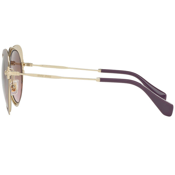 MiuMiu Round Women Sunglasses Matte Beige - Violet Lens