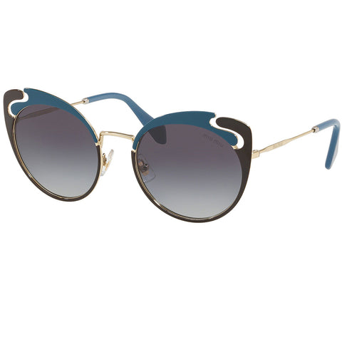 Miu Miu Sunglasses Pale Gold Blue Brown w/Grey Gradient Lens Women MU57TS C055D1