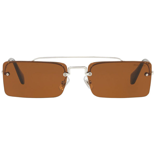Miu Miu Rectangular Women's Sunglasses Brown Lens MU59TS 1BC2Z1