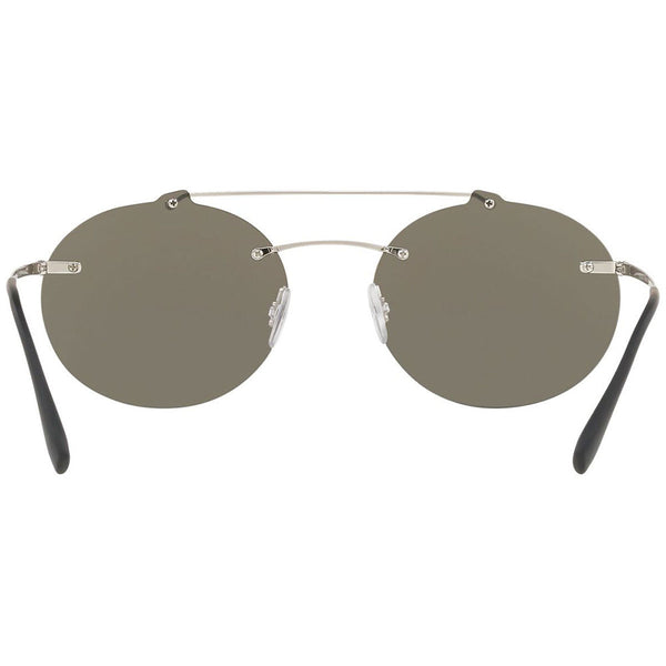Prada Oval Sunglasses Light Grey Silver Mirrored Lens PS56TS 1BC2B0