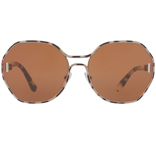 Prada Oval Women Sunglasses Grey Havana w/Brown Lens PR53TS UAO6N0