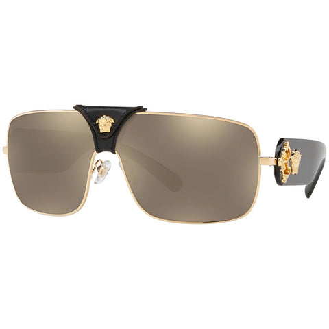 Versace Squared Baroque Unisex Sunglasses w/Light Gold Brown Mirrored Lens VE2207Q 1002/5