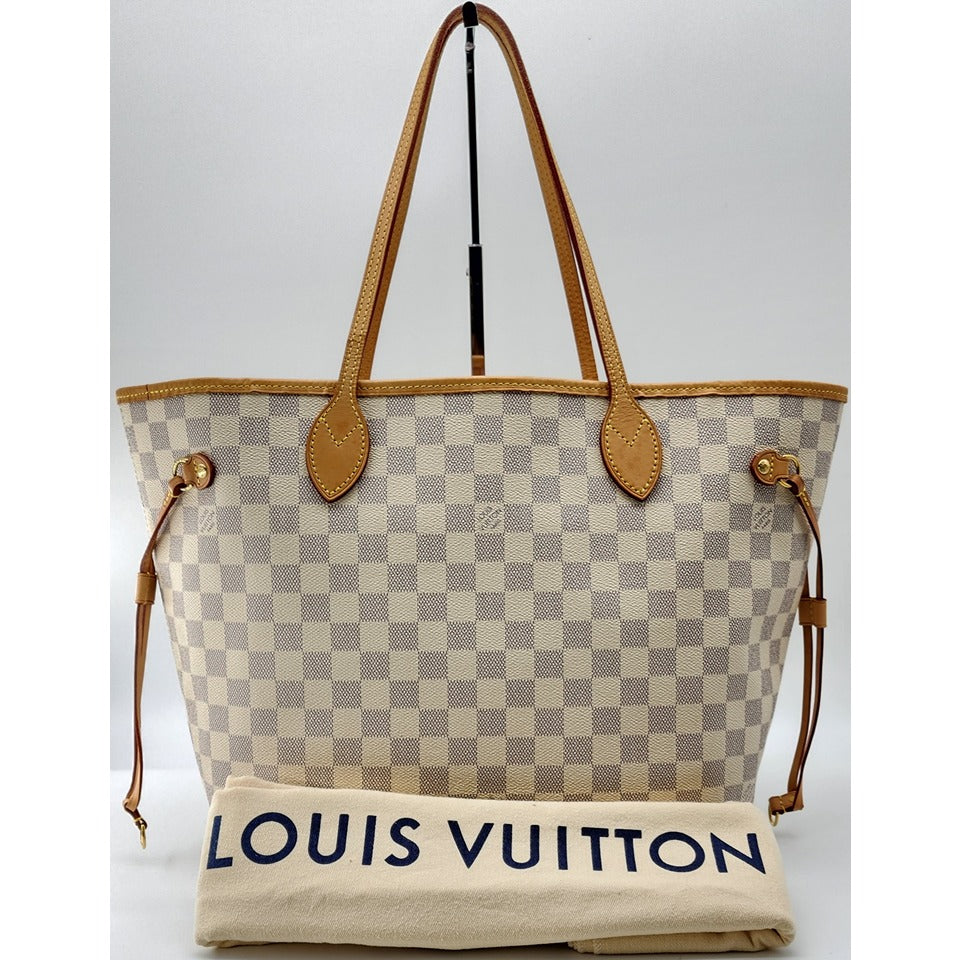 Louis Vuitton, Bags, Louis Vuitton Neverfull Mm Pochette Damier Azur  Canvas Mint Condition