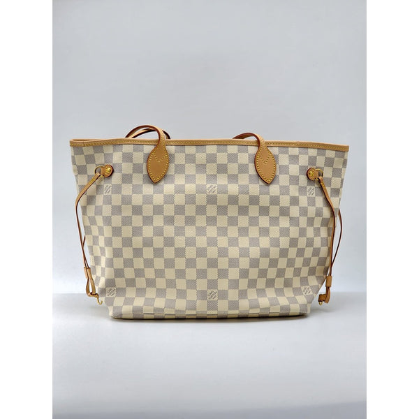 Louis Vuitton Neverfull MM Tote W/Pochette Damier Azur Canvas Like New Condition