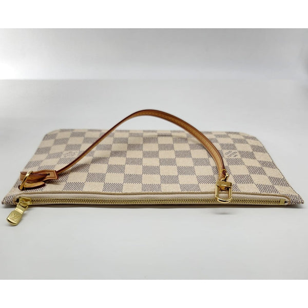 Louis Vuitton Neverfull MM Tote W/Pochette Damier Azur Canvas Like New Condition