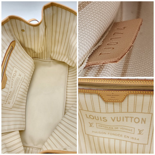 Louis Vuitton Neverfull GM Tote W/Pochette in Damier Azur Canvas Mint Condition