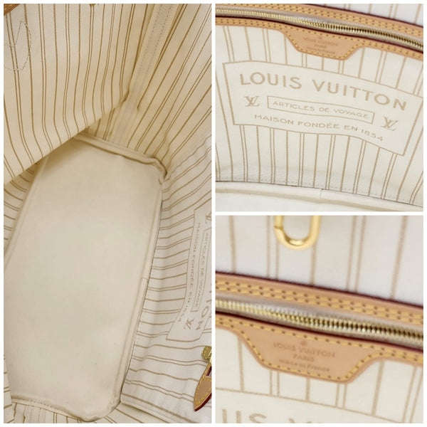 Louis Vuitton Neverfull MM Tote W/Pochette Damier Azur Canvas Super Mint Condition