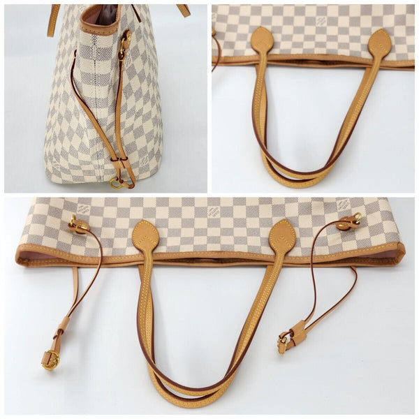 Louis Vuitton Neverfull MM White Damier Azur Canvas Tote In Mint Condition