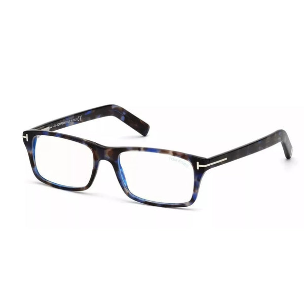 Tom Ford FT 5663-B 056 Men Blue Havana Frame Blue Block Lenses Eyeglasses