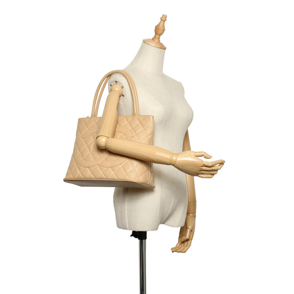 Chanel Medallion Caviar Leather Tote Bag