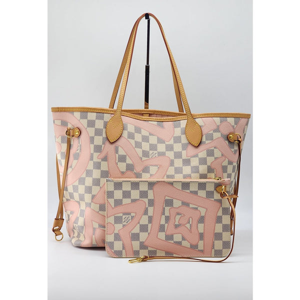 Louis Vuitton Neverfull Tahitienne MM Tote (with Pochette) in Damier Azur Canvas