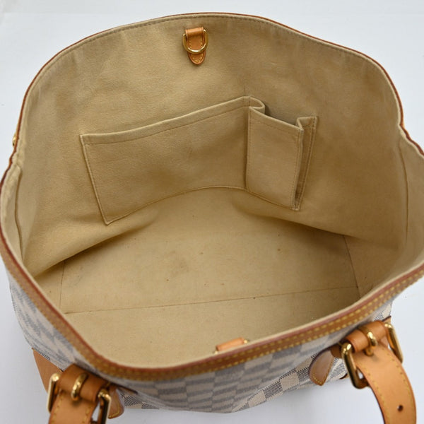 Louis Vuitton Hampstead MM White Azur Damier Canvas Tote Shoulder Bag