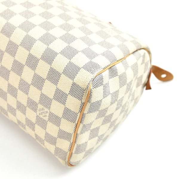 Louis Vuitton Speedy 25 White Damier Azur Canvas City Handbag