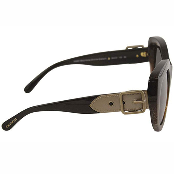 Coach Sunglasses Black Glitter Buckle on Arms Grey Lens HC8228 549987