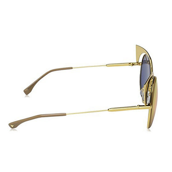 Fendi Fuchsia FF 0177/S  Yellow Gold Cat-Eye Sunglasses with Mirrored Lens