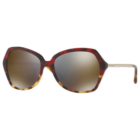 Burberry Sunglasses Butterfly Style Red Havana Light Havana w/ Dark Grey Gold Mi