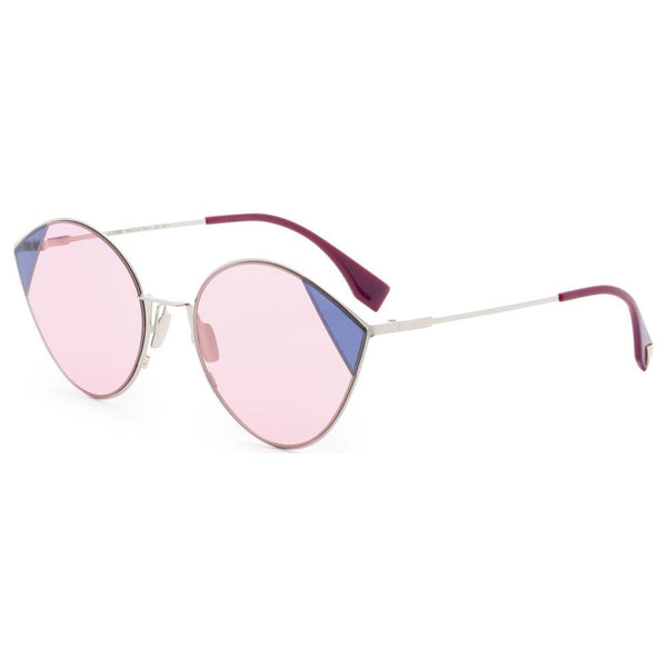 Fendi Silver Pink Metal Cat-Eye Sunglasses Pink Lens FF 0341/S AVB U1