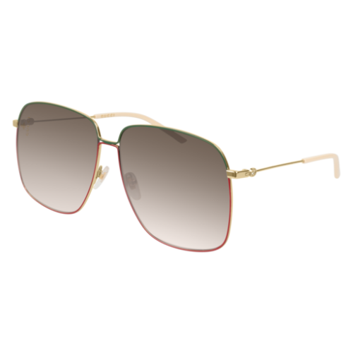Gucci Oversized Sunglasses Gold Frame Brown Gradient Lens GG0394S 003