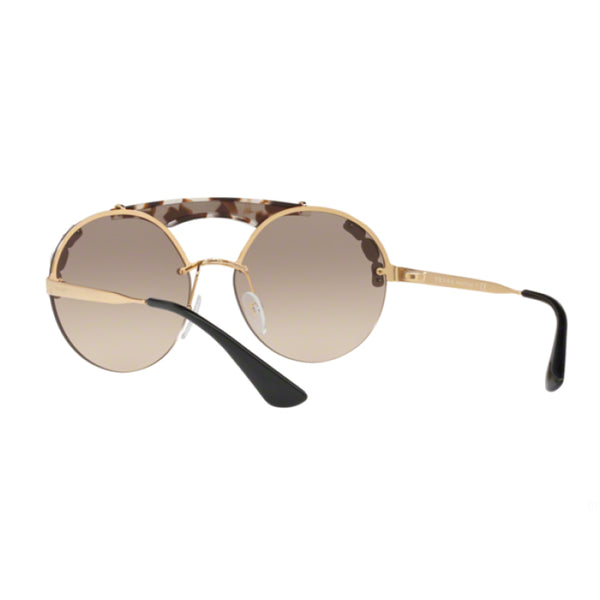 PRADA Light Brown Grad Light Grey Round Sunglasses PR52US C3O3D0