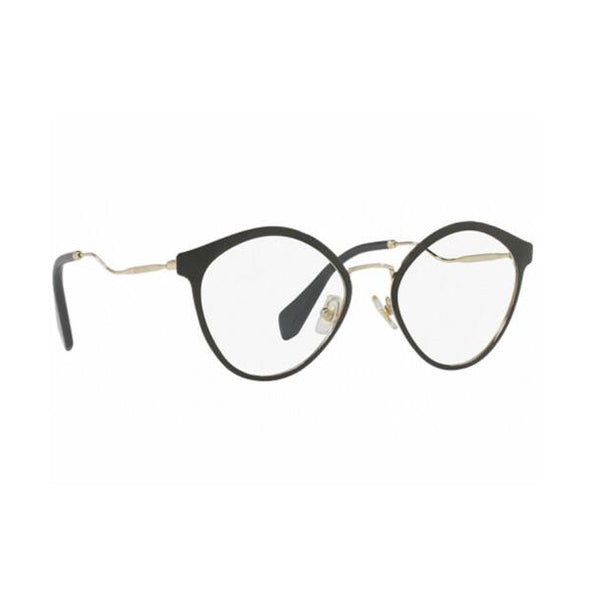 Miu Miu MU52QV 1AB1O1 Shiny Black Gold Grey / Demo Lens Eyeglasses