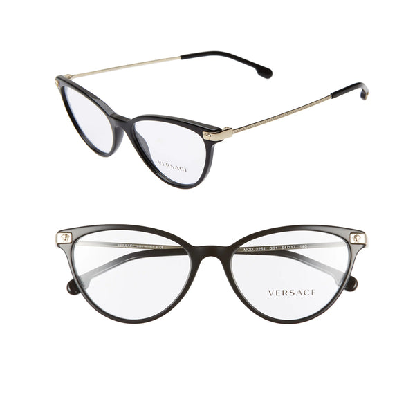 Versace VE3261 GB1 Black Gold Frames Medusa Eyeglasses 54mm Authentic