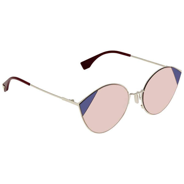 Fendi Silver Pink Metal Cat-Eye Sunglasses Pink Lens FF 0341/S AVB U1
