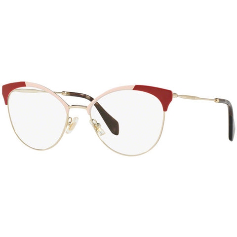 Miu Miu Cat Eye Women's Eyeglasses Gold Pink/Red w/Demo Lens MU50PV USP1O1