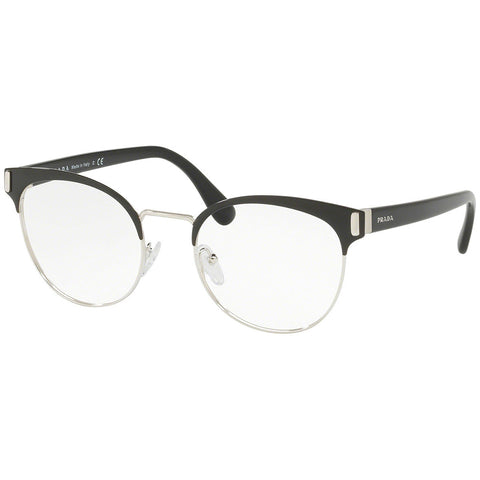 Prada Cat Eye Eyeglasses Women's Black / Silver w/Demo Lens PR63TV 1AB1O1